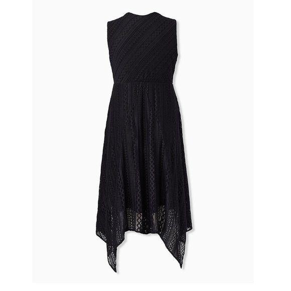 TORRID Black Geometric Lace Handkerchief Skater Dress Size 2 - Picture 4 of 7
